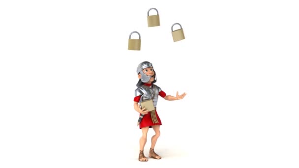 Римский солдат жонглирует замками — стоковое видео