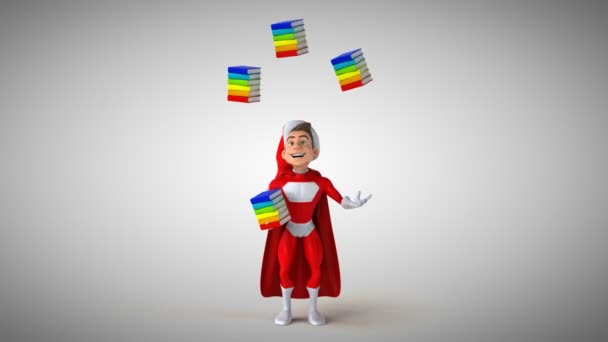 Санта Клаус жонглирует книгами — стоковое видео