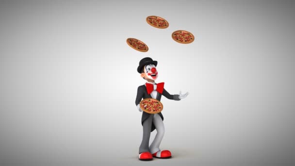 Payaso haciendo malabares con pizzas — Vídeos de Stock
