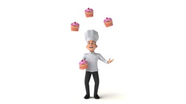  Şef karakter ile cupcakes hokkabazlık