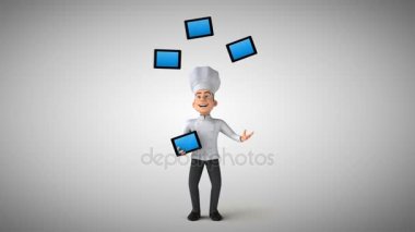 Şef karakter tablet ile hokkabazlık