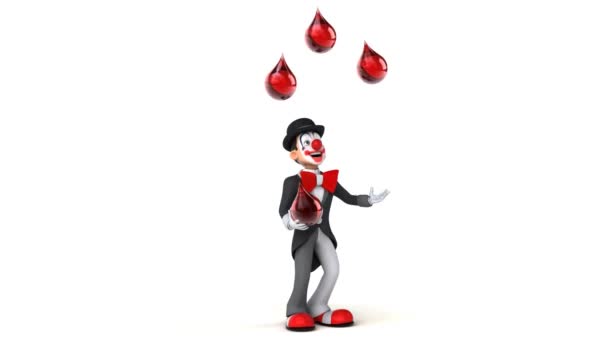 Clown jongliert mit Tropfen — Stockvideo