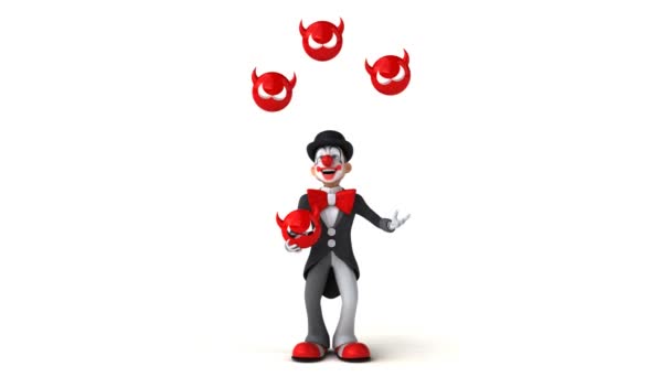 Clown juggling with virus signs — Stock Video