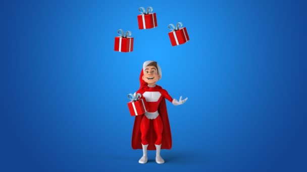 Santa claus żonglowania prezenty — Wideo stockowe