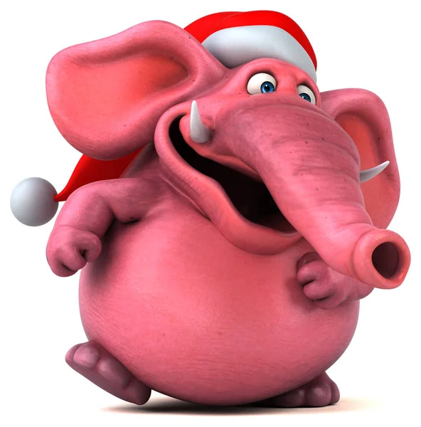 Elefante rosa en sombrero de Santa Claus — Foto de Stock