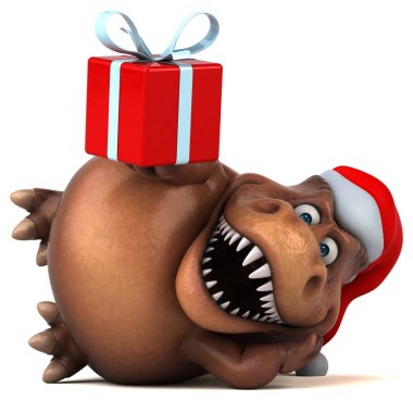 dinozor Noel Baba şapkalı 