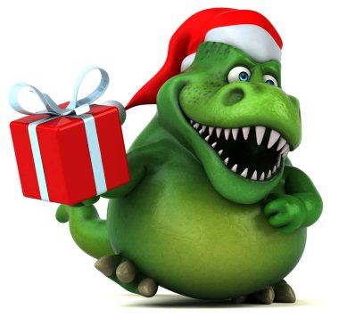 Noel Baba şapkalı eğlenceli dinozor