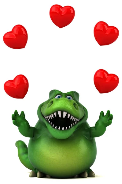 Dinossauro divertido com corações — Fotografia de Stock