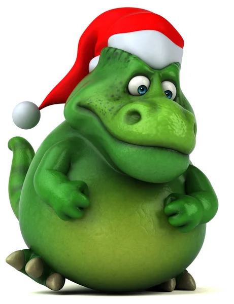 Динозавр в шляпе Санта-Клауса — стоковое фото