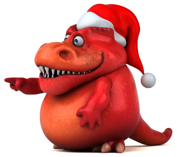 Leuk dinosaur in Kerstman hoed — Stockfoto