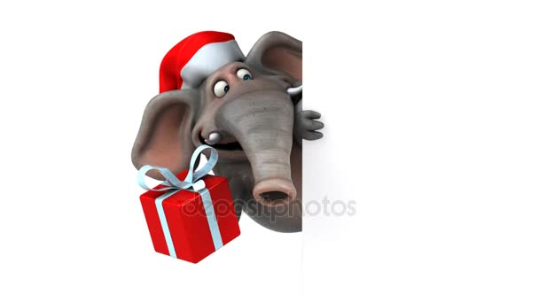 Elefante rosa in cappello di Babbo Natale — Video Stock