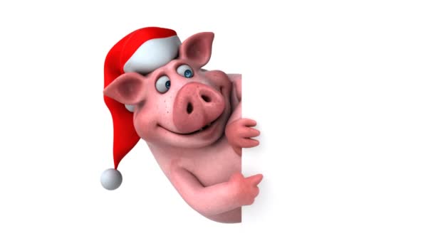 Elefante rosa in cappello di Babbo Natale — Video Stock