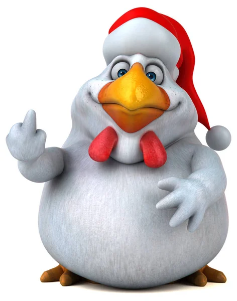 Chicken  in santa claus hat — Stock Photo, Image
