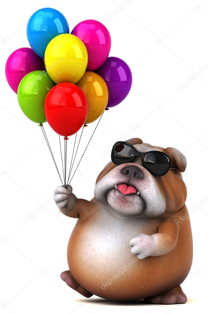 Fun cartoon character  with balloons 