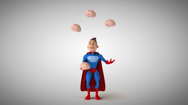 Divertido Superhéroe Con Cerebro — Vídeo de stock