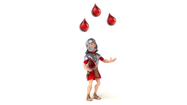 Roman soldier juggling with  drops — Stock Video