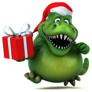 dinozor Noel Baba şapkalı 