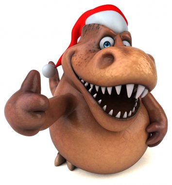 Noel Baba şapkalı eğlenceli dinozor