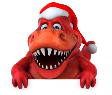 Noel Baba şapkalı eğlenceli dinozor 