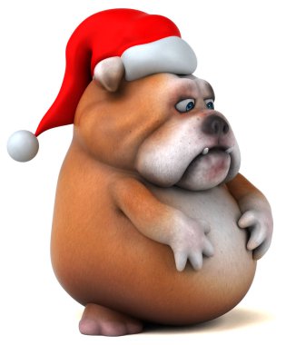 Noel Baba şapkalı eğlenceli bulldog
