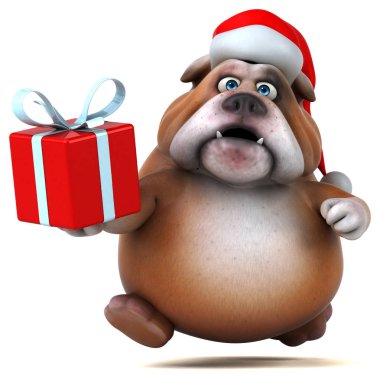 Noel Baba şapkalı eğlenceli bulldog