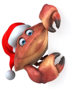 Noel Baba şapkalı eğlenceli Yengeç