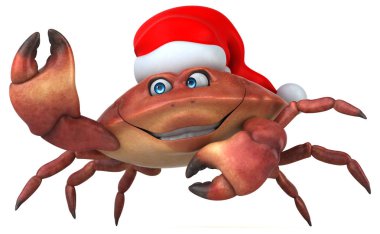 Noel Baba şapkalı eğlenceli Yengeç