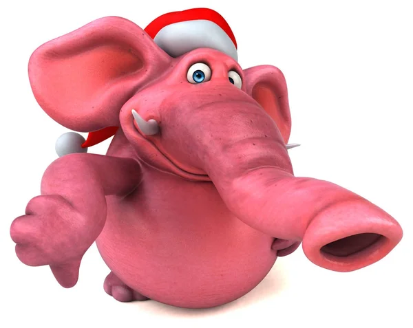 粉红色大象在圣诞老人的帽子 — 图库照片