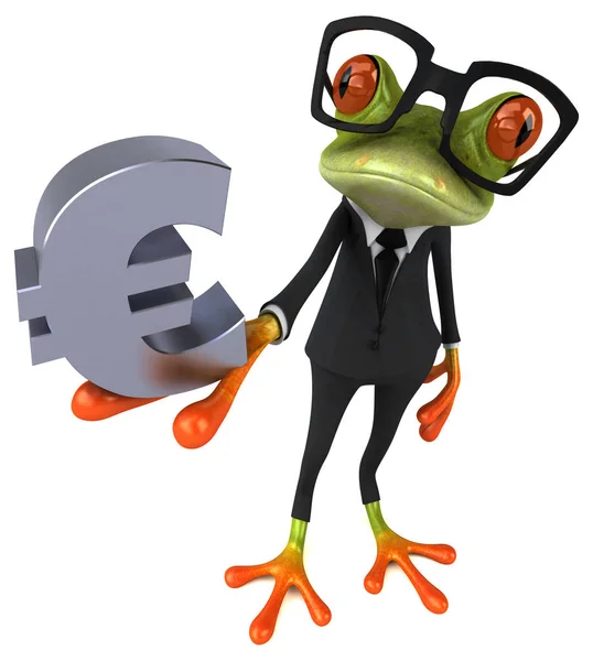 Fun cartoon character with euro — Stock Photo, Image