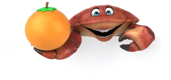 Fun cartoon character with orange — Stock Photo, Image