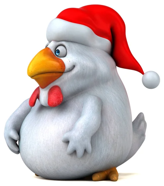 Chicken  in santa claus hat — Stock Photo, Image