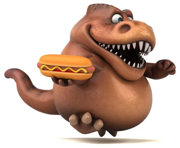 Fun cartoon character with hotdog — Stock Photo, Image