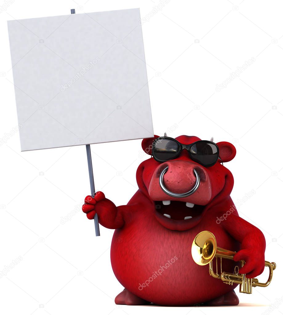 cartoon character with music instrument