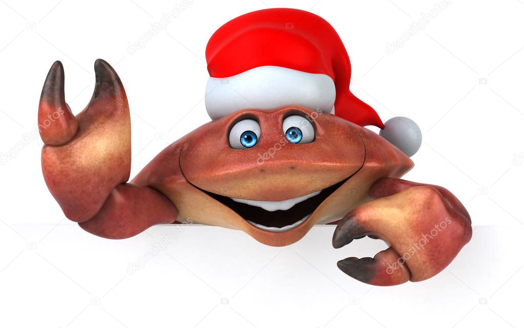 Fun crab   in santa claus hat