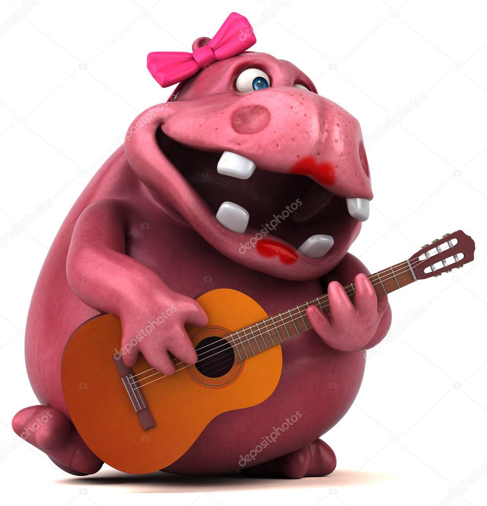 cartoon character with music instrument