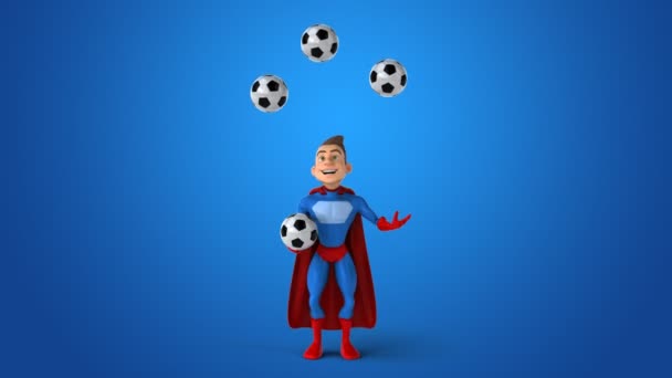 有趣的超级英雄与球 — 图库视频影像