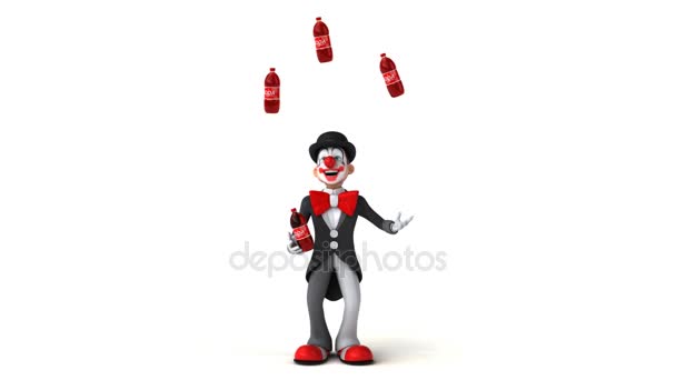 Clown juggling with soda — Stock Video