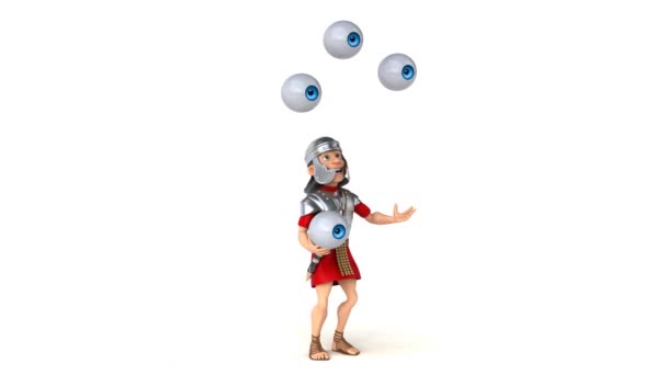 Romersk soldat jonglering med ögon — Stockvideo