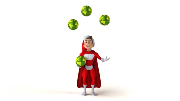Super Santa Claus żonglerka z planet — Wideo stockowe