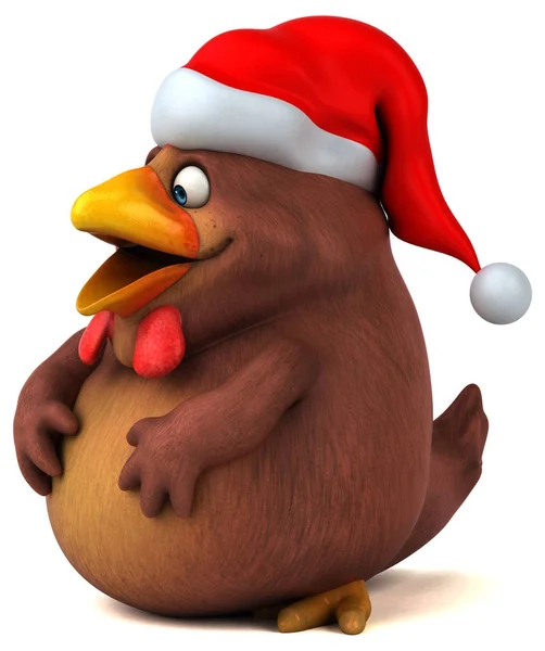 Chicken in santa claus hat — Stock Photo, Image