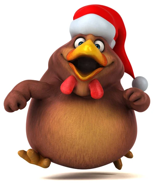 Chicken in santa claus hat — Stock Photo, Image