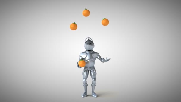 Chevalier jongleren met sinaasappelen — Stockvideo