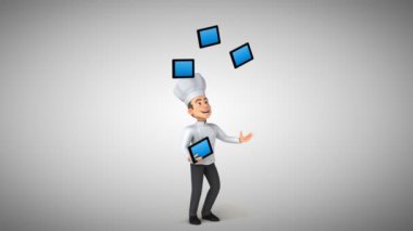 Şef karakter tablet ile hokkabazlık