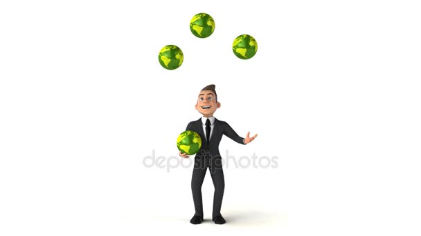 Zakenman jongleren met planeten — Stockvideo
