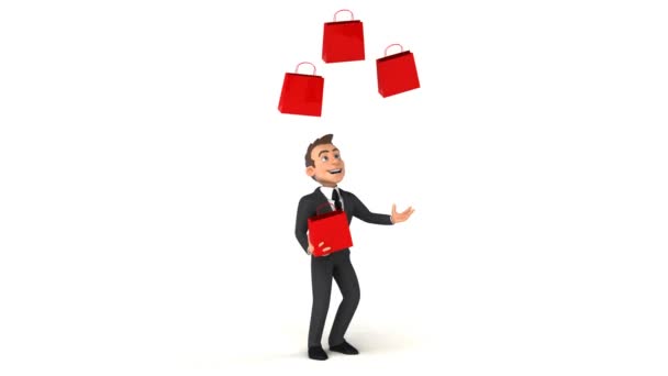 Businessman juggling with bags — Stock Video