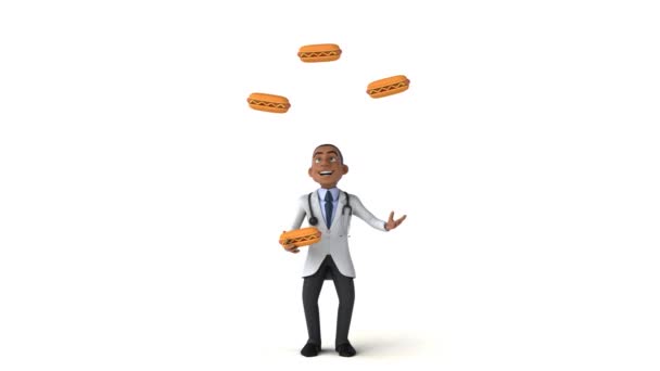 médecin jongler avec des hot-dogs 