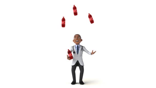Arzt jongliert mit Soda — Stockvideo