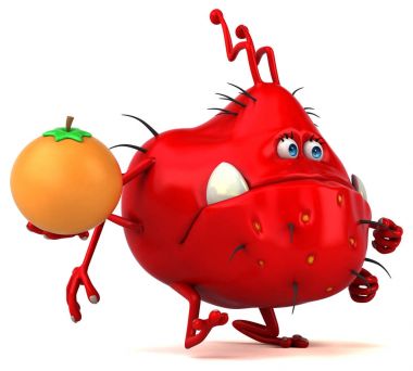 Eğlenceli çizgi film karakteri ile portakal 