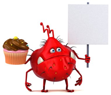 komik çizgi film karakteri ile cupcake 