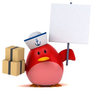 Kutuları ile eğlenceli çizgi film karakteri 